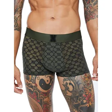 Savage X Men's Flocked Monogram Trunks in Deep Forest Green