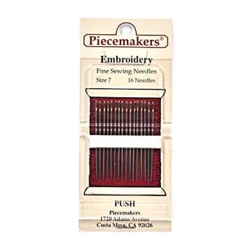 Piecemaker Embroidery Fine Sewing Needles Size 7 for Precise Sewing and Crafting