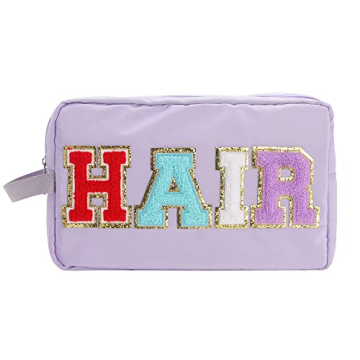 TopTTanBo Large Makeup Bag with Glitter Varsity Letters