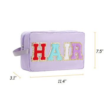 TopTTanBo Large Makeup Bag with Glitter Varsity Letters