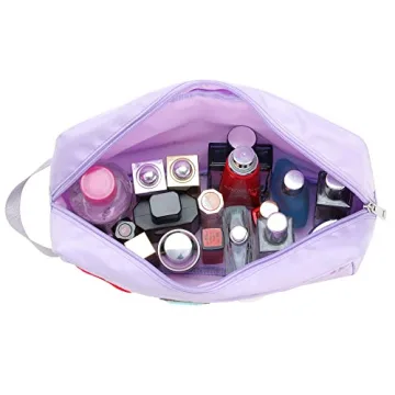 TopTTanBo Large Makeup Bag with Glitter Varsity Letters