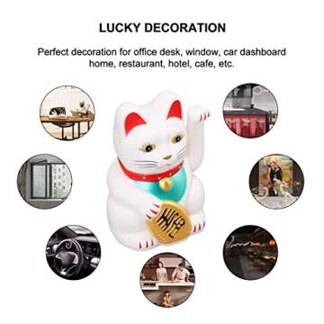 4 Inch Arm Waving Fortune Cat Battery Powered, Hand Waving Welcoming Cat Chinese Lucky Cat Decor for Home Desk Ornament Gift Giving