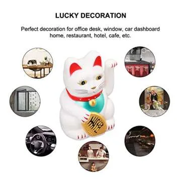 4 Inch Arm Waving Fortune Cat Battery Powered, Hand Waving Welcoming Cat Chinese Lucky Cat Decor for Home Desk Ornament Gift Giving