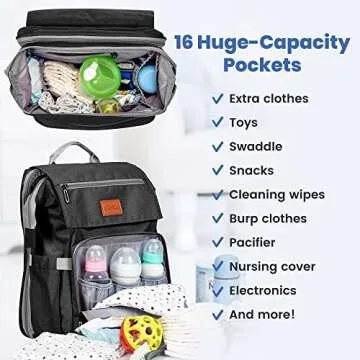PILLANI Baby Diaper Bag Backpack - Baby Bag for Boys & Girls, Diaper Backpack - Large Travel Diaper Bags for Baby Girl w/Changing Pad - Newborn Essentials,Baby Registry Search,Baby Shower Gifts Stuff