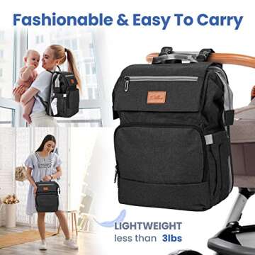 PILLANI Baby Diaper Bag Backpack - Baby Bag for Boys & Girls, Diaper Backpack - Large Travel Diaper Bags for Baby Girl w/Changing Pad - Newborn Essentials,Baby Registry Search,Baby Shower Gifts Stuff