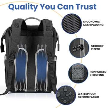 PILLANI Baby Diaper Bag Backpack - Baby Bag for Boys & Girls, Diaper Backpack - Large Travel Diaper Bags for Baby Girl w/Changing Pad - Newborn Essentials,Baby Registry Search,Baby Shower Gifts Stuff