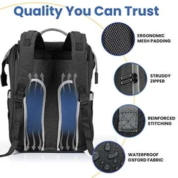 PILLANI Baby Diaper Bag Backpack - Baby Bag for Boys & Girls, Diaper Backpack - Large Travel Diaper Bags for Baby Girl w/Changing Pad - Newborn Essentials,Baby Registry Search,Baby Shower Gifts Stuff