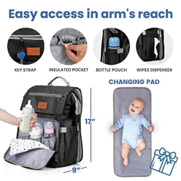 PILLANI Baby Diaper Bag Backpack - Baby Bag for Boys & Girls, Diaper Backpack - Large Travel Diaper Bags for Baby Girl w/Changing Pad - Newborn Essentials,Baby Registry Search,Baby Shower Gifts Stuff
