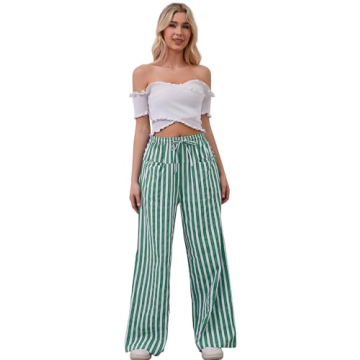 Comfy MISSACTIVER Striped Wide Leg Drawstring Pants