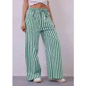 Comfy MISSACTIVER Striped Wide Leg Drawstring Pants