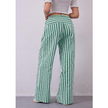 Comfy MISSACTIVER Striped Wide Leg Drawstring Pants