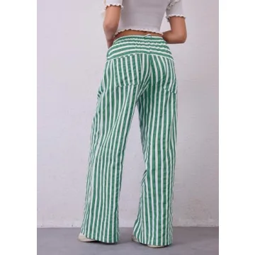 Comfy MISSACTIVER Striped Wide Leg Drawstring Pants