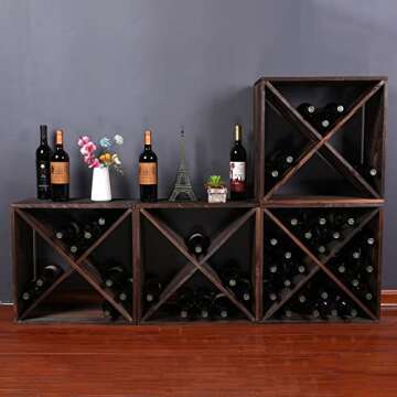 FDHUIJIA Solid Wood Stackable Wine Rack for 48 Bottles