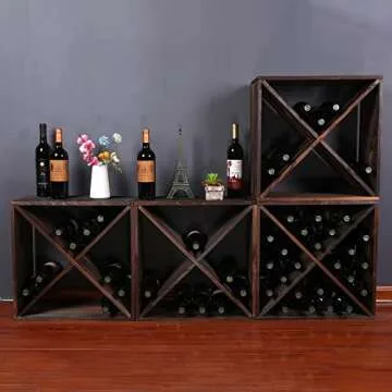 FDHUIJIA Solid Wood Stackable Wine Rack for 48 Bottles