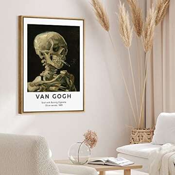 SIGNLEADER Van Gogh Skull Framed Canvas Wall Art