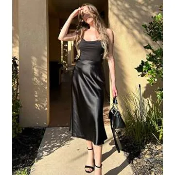 Elegant Zeagoo Satin Midi Skirt for Women - All Sizes Available