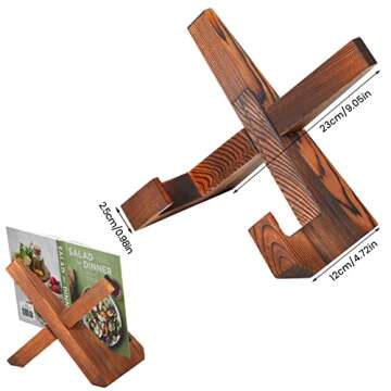 Fujinzhu Multipurpose Cookbook Display Stand - Wooden Book Holder Structurally Stable Book Stand Coo...