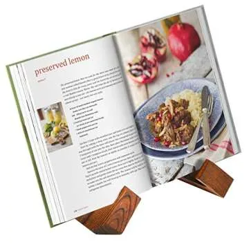 Fujinzhu Multipurpose Cookbook Display Stand - Wooden Book Holder Structurally Stable Book Stand Cookbook Holder Brown Farmhouse Recipe Book Holder Suit for Counter or Tabletop