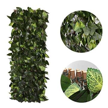 GLANT Expandable Fence Privacy Screen for Balcony Patio Outdoor,Decorative Faux Ivy Fencing Panel,Artificial Hedges (Single Sided Leaves) (1, Green-Verdant)