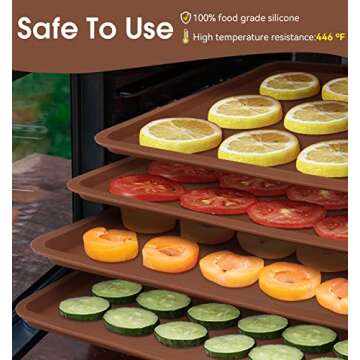 4 PCS BPA-Free Silicone Dehydrator Mats for Healthy Snacks