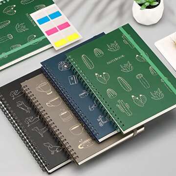 AHGXG A5 Spiral Notebooks 4 Pack for Stylish Organization