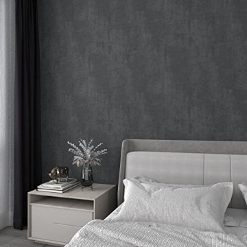 YENHOME Gray Concrete Wallpaper Peel and Stick 17.7"X118" Renter Friendly Concrete Wallpaper for Bed...