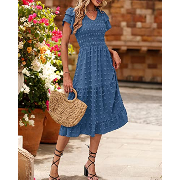 BTFBM Women Elegant Summer Ruffles Tiered Midi Dress