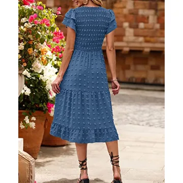 BTFBM Women Elegant Summer Ruffles Tiered Midi Dress