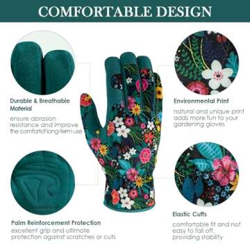 Trifabricy Breathable Floral Gardening Gloves for Women