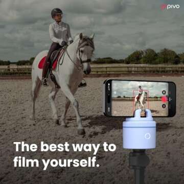 Pivo Equestrian Lite Pack Auto Horse, Face and Body Tracking, Ai-Powered 360° Rotation Smartphone Holder, Equine Coaching, Auto Zoom Handsfree Photo & Video Recording - Blue