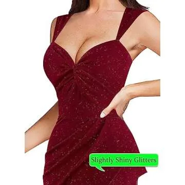 VFSHOW Womens Sexy Sweetheart Neckline Backless Ruched Ruffle Slit Formal Prom Evening Maxi Long Dress 2023 Glitter Sparkly Twist Front Gown (Dark Red, XX-Large) 10541AV BUR XXL