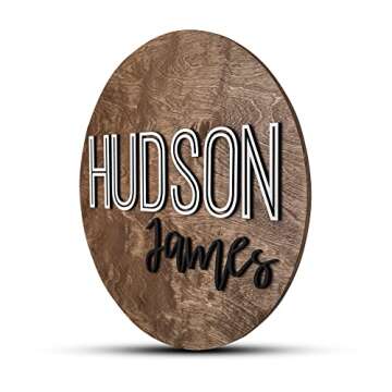 Custom Round Nursery Name Sign, Personalized Wooden Wall Plaque, 12" 18" 24", 30" 3D Wall Art for Ch...
