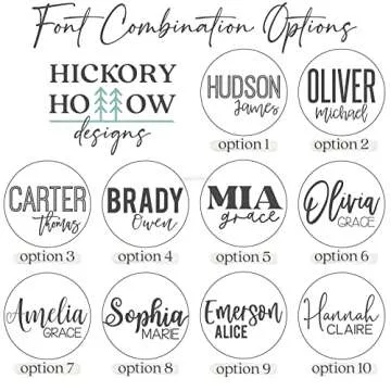 Custom Round Nursery Name Sign, Personalized Wooden Wall Plaque, 12" 18" 24", 30" 3D Wall Art for Children & Kids Rooms, Baby Shower, Hickory Hollow Designs (Hudson James)