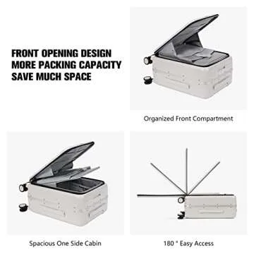 Hanke Lightweight Hardside Luggage 8 Spinner Silent Wheels Travel Suitcase, Off White, Checked-Medium 24-Inch