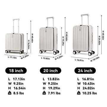 Hanke Lightweight Hardside Luggage 8 Spinner Silent Wheels Travel Suitcase, Off White, Checked-Medium 24-Inch