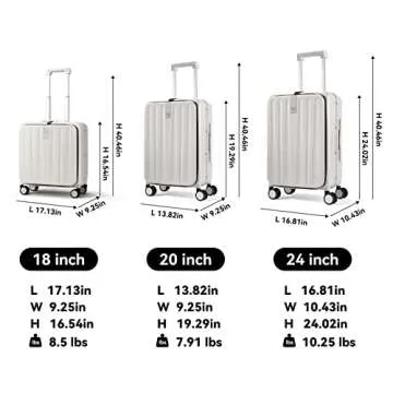 Hanke Lightweight Hardside Luggage 8 Spinner Silent Wheels Travel Suitcase, Off White, Checked-Medium 24-Inch