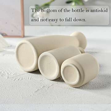 CEMABT Beige Ceramic vase Set-3 Small Flower vases for Decor,Modern Boho Farmhouse Home Decor,Decora...