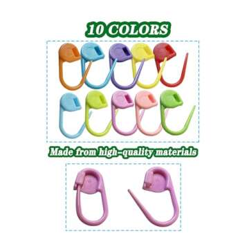 Meikeer 150 Pieces Knitting Crochet Locking Stitch Markers Stitch Needle Clip Counter 10 Colors (Color Ship Randomly)