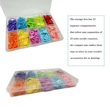 Meikeer 150 Pieces Knitting Crochet Locking Stitch Markers Stitch Needle Clip Counter 10 Colors (Color Ship Randomly)