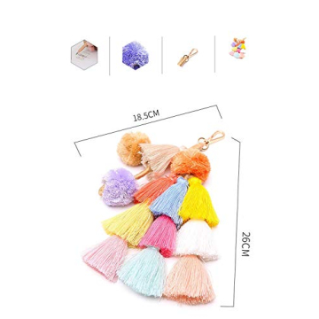 Colorful Boho Pom Pom Tassel Keychain for Bags