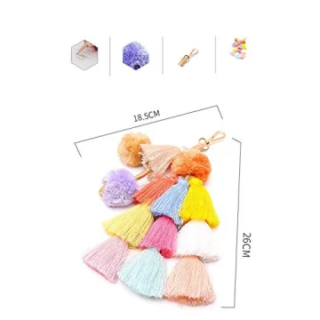 Colorful Boho Pom Pom Tassel Keychain for Bags
