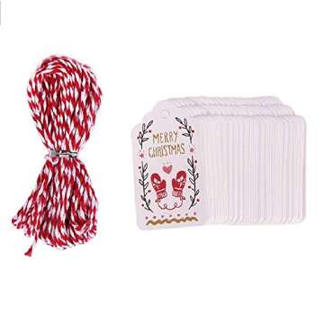 Hoocozi 150PCS Christmas Gift Tags Christmas Decoration Tag Kraft Gift Tags Hang Labels Christmas Gift Tag Labels Christmas Gift Labels