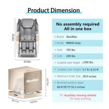 iBooMas Massage Chair,SL Track Zero Gravity Massage Chairs Full Body with Leg Auto Extension,APP Con...