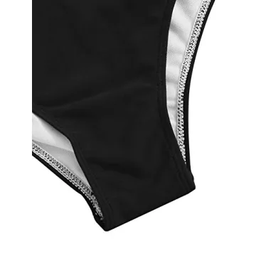 SweatyRocks Women's Bathing Suits One Shoulder Cutout One Piece Swimsuit Swimwear Monokini Black and White Small.