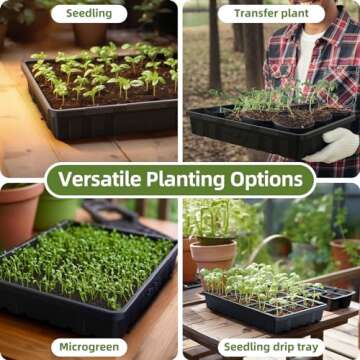 SOLIGT Extra Thick Heavy Duty 10 Pack Seed Starting Trays with Soil Blocker - Microgreens Growing Trays Seedling Plant Germination Starter Tray Transplant Fodder Flats, No Holes, No Leakage