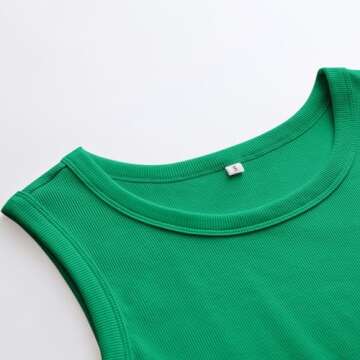ANRABESS Womens Sleeveless High Neck Tank Tops Fashion Summer Casual Basic Slim Fit Ribbed Racerback Top Shirt Clothes Green-S
