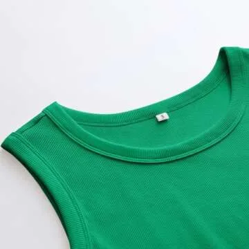 ANRABESS Womens Sleeveless High Neck Tank Tops Fashion Summer Casual Basic Slim Fit Ribbed Racerback Top Shirt Clothes Green-S