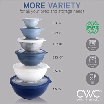 12 Piece COOK WITH COLOR Mixing Bowls Set with Lids