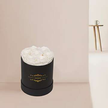 NATROSES Preserved Real Roses in a Box Roses That Last Up to 3 Years, Long Lasting Roses Gifts for Her, Valentines Day Gifts for Her (White)