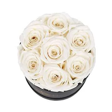 NATROSES Preserved Real Roses in a Box Roses That Last Up to 3 Years, Long Lasting Roses Gifts for Her, Valentines Day Gifts for Her (White)